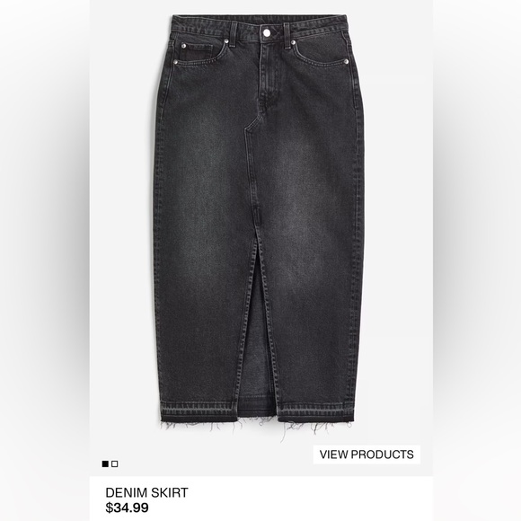 NWT H&M Black Denim Midi Skirt - Picture 1 of 9